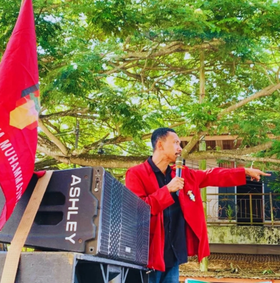 Foto dok: Orasi Prabowo Sibela Ketua Cabang Ikatan Mahasiswa Muhammadiyah Kepulauan Sula